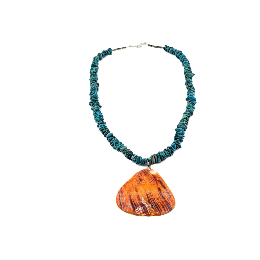 Navajo Spiny Oyster Pendant Nuggets Turquoise necklace 19.5" Jewelry** - Picture 5 of 10